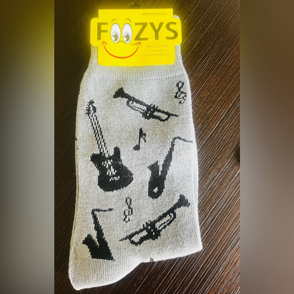 Foozys Men’s Gray Music Instrument Pattern Socks